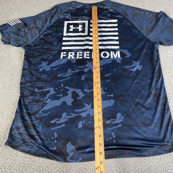 Under Armour Shirt Mens XXL Navy Blue Freedom Camo Performance Tee Athleisure - Picture 6 of 10